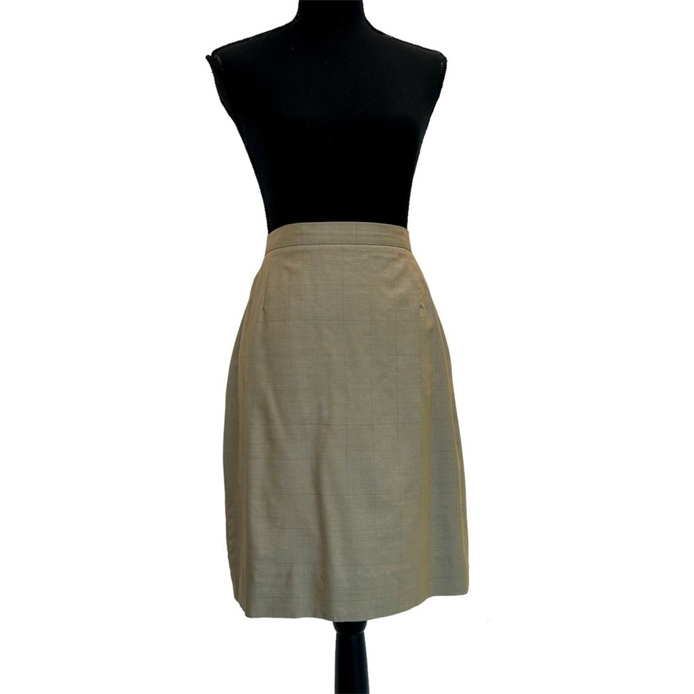 GIORGIO Armani Collezioni tan brown plaid check pencil skirt Sz 12